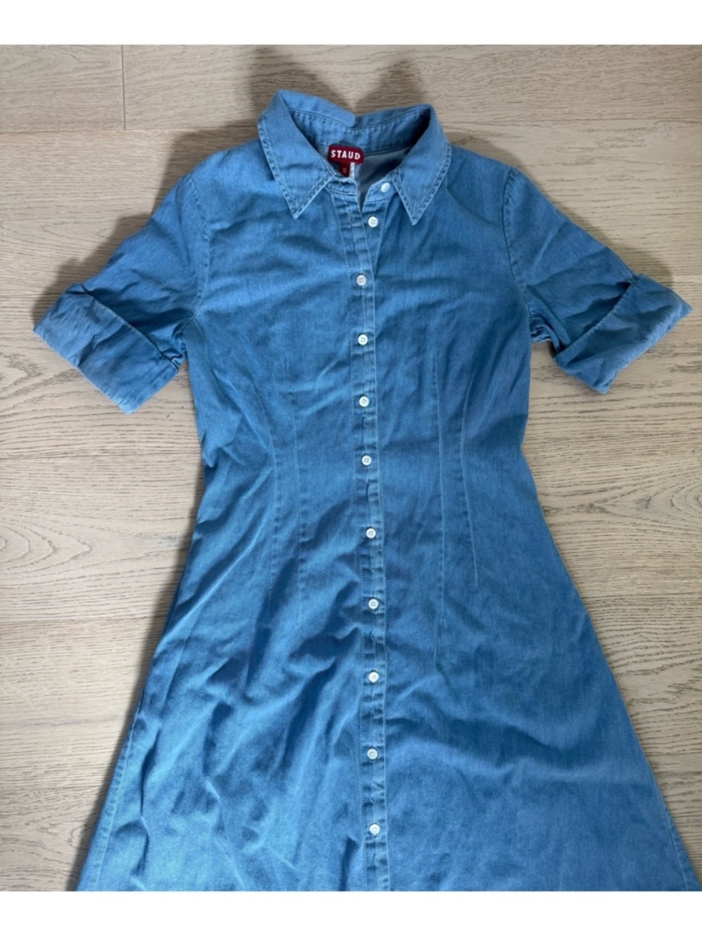 Staud Light Blue Button-Front Maxi Shirt Dress - Picture 8 of 11